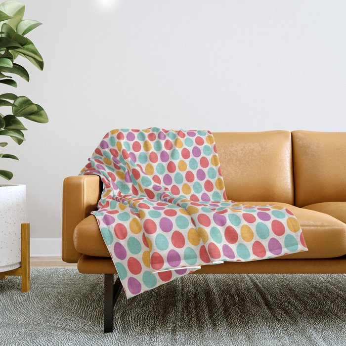 Modern Colorful Artistic Teal Pink Orange Easter Eggs Pattern Throw Blanket