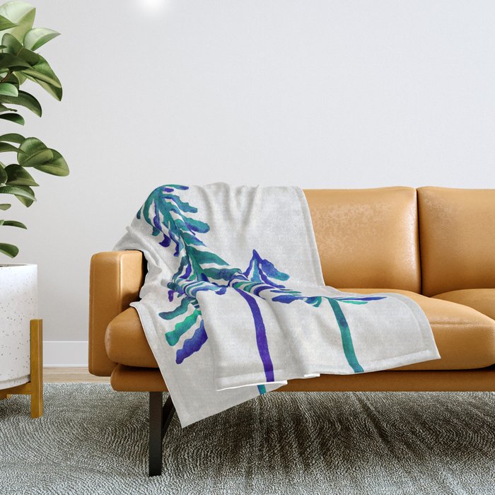 Pine Trees - Navy & Turquoise Palette Throw Blanket