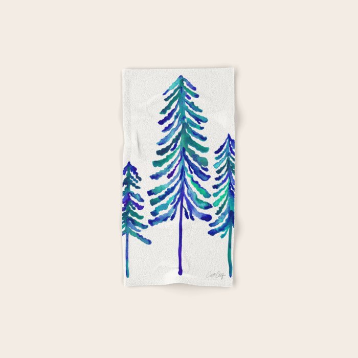Pine Trees - Navy & Turquoise Palette Bath Towel