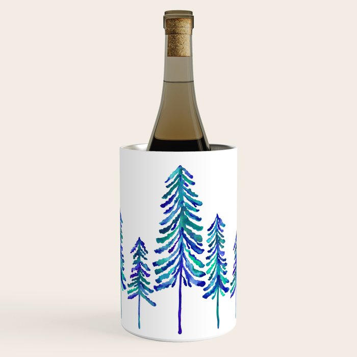 Pine Trees - Navy & Turquoise Palette Wine Chiller