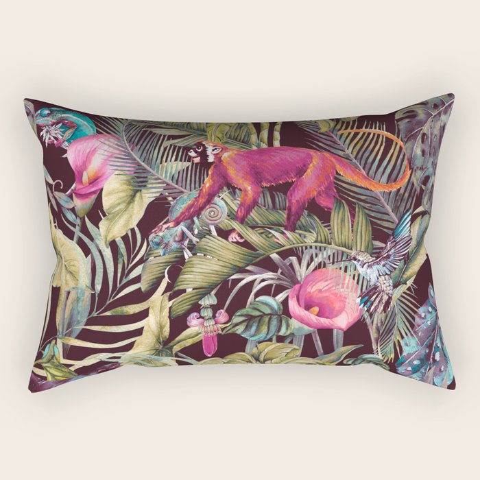 Fantasy In The Nocturnal Tropical Jungle Rectangular Pillow