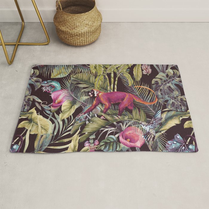 Fantasy In The Nocturnal Tropical Jungle Rug