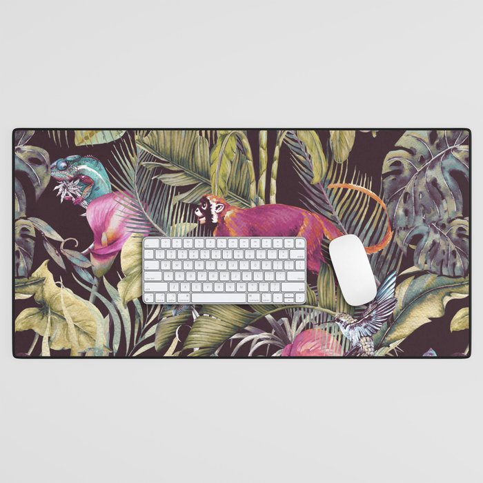 Fantasy In The Nocturnal Tropical Jungle Desk Mat