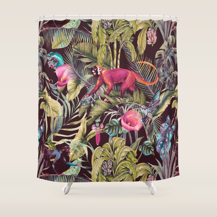 Fantasy In The Nocturnal Tropical Jungle Shower Curtain