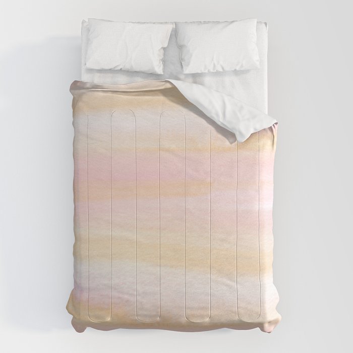 Pastel Pink Coral Blush Cream Watercolor Abstract Watercolor Pattern Comforter