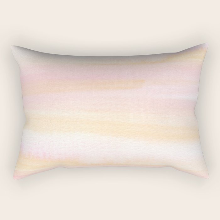 Pastel Pink Coral Blush Cream Watercolor Abstract Watercolor Pattern Rectangular Pillow