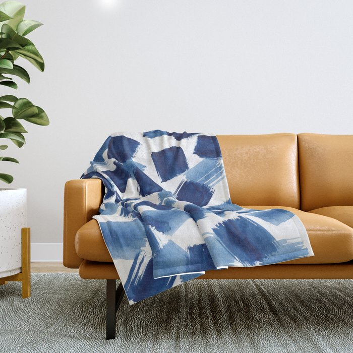 Indigo Brush Strokes | No.1 Throw Blanket