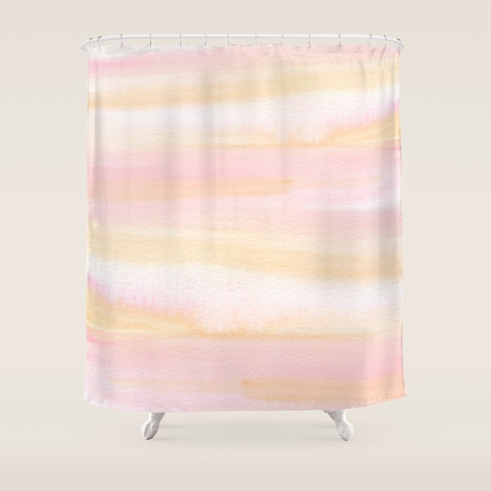 Pastel Pink Coral Blush Cream Watercolor Abstract Watercolor Pattern Shower Curtain