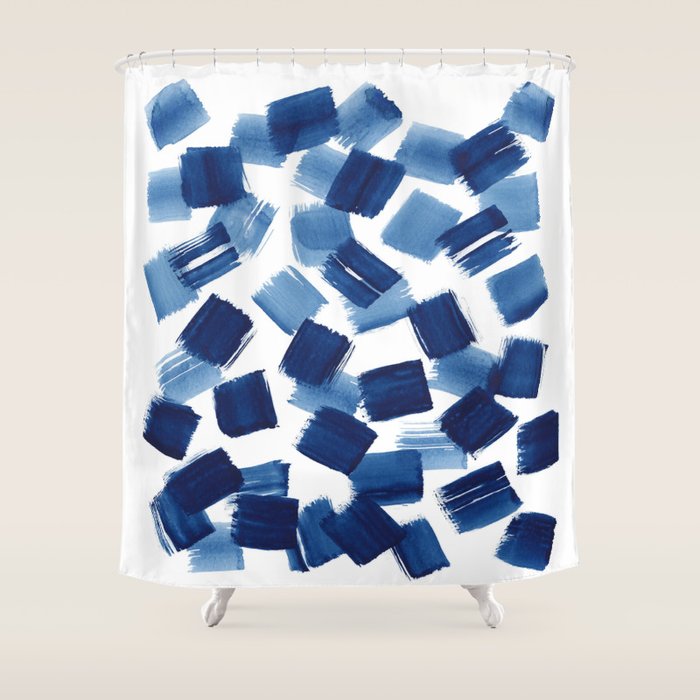 Indigo Brush Strokes | No.1 Shower Curtain