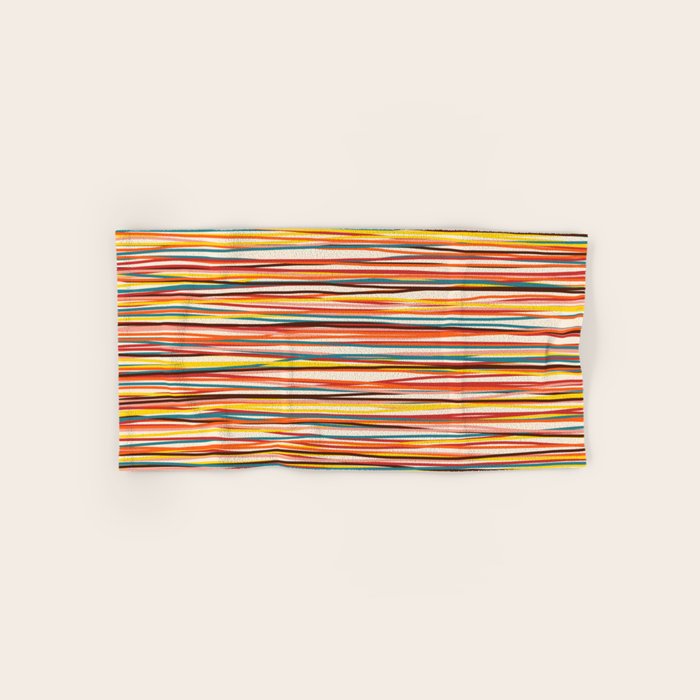 Bright Colorful Lines - Classic Abstract Minimal Retro Summer Style Stripes Bath Towel