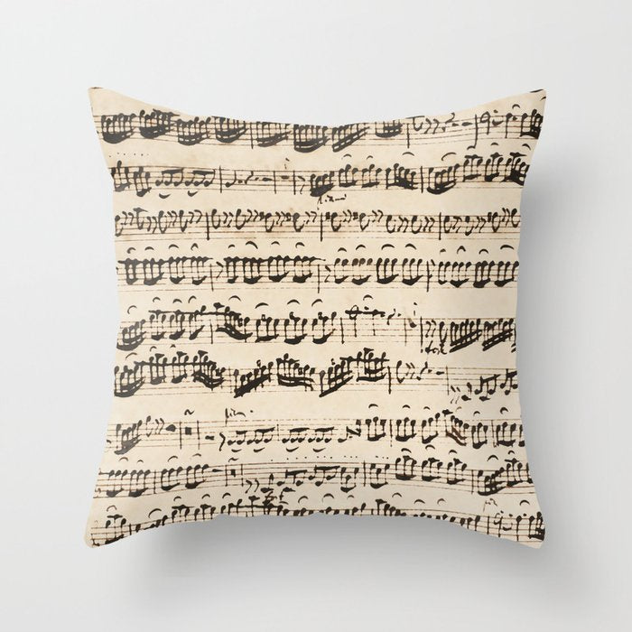 Johann Sebastian Bach (1685 - 1750) Original Music Sheet Throw Pillow