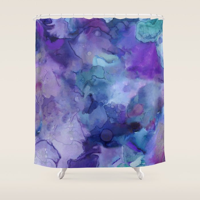 Abstract Colorful Purple Watercolor Shower Curtain