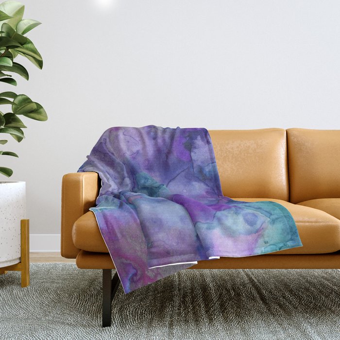 Abstract Colorful Purple Watercolor Throw Blanket
