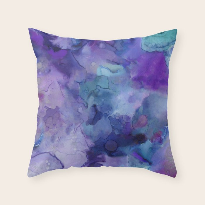 Abstract Colorful Purple Watercolor Throw Pillow