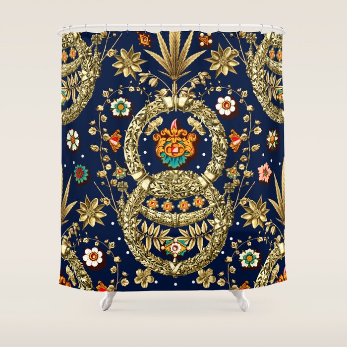 Art Nouveau Floral Pattern Shower Curtain