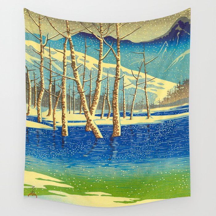 Kawase Hasui Vintage Japanese Woodblock Print Wall Tapestry