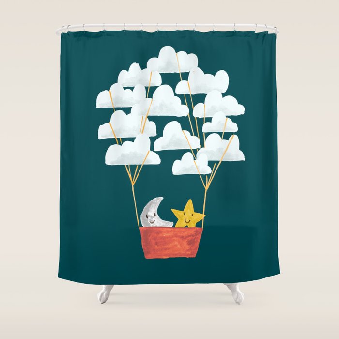 Hot Cloud Baloon - Moon And Star Shower Curtain