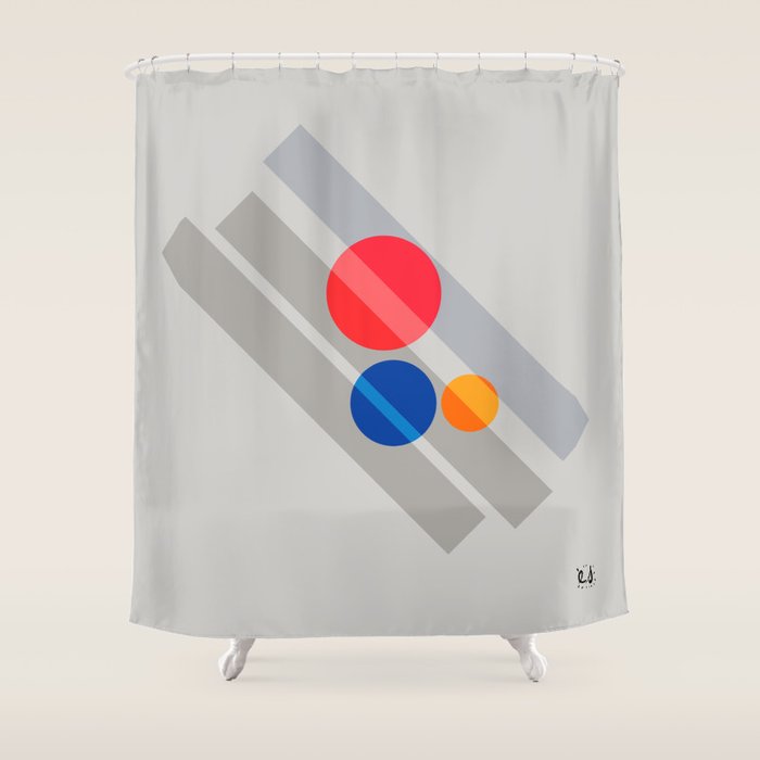 Abstract Suprematism Equilibrium Art Red Blue Yellow Shower Curtain