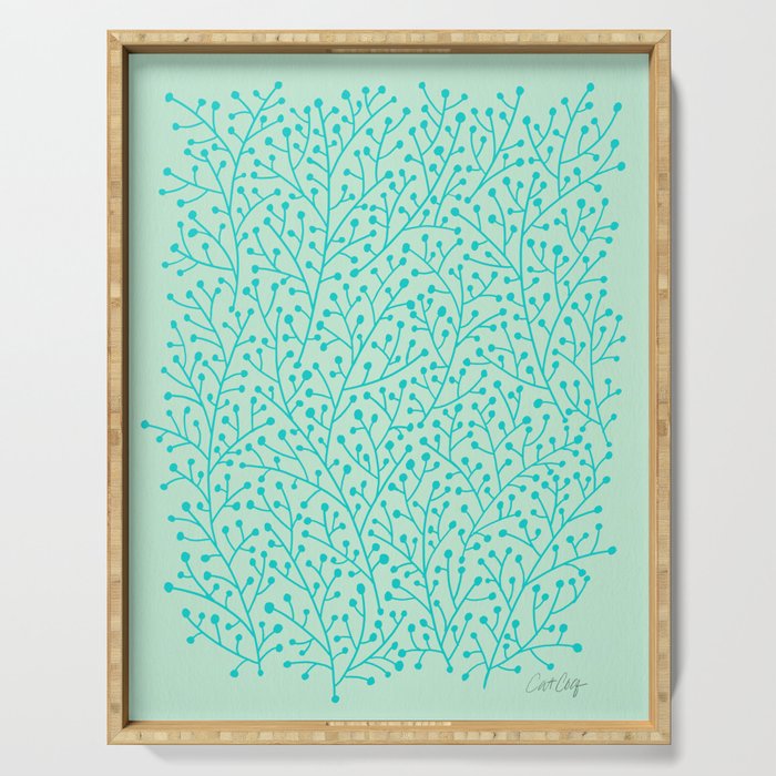 Berry Branches - Mint & Turquoise Palette Serving Tray