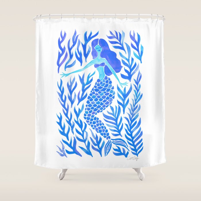 Kelp Forest Mermaid - Blue Palette Shower Curtain