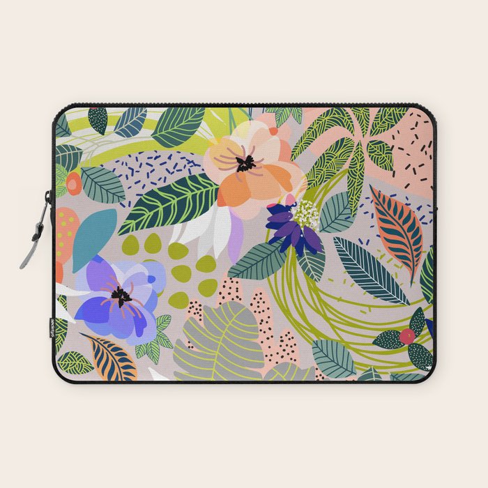 Wander, Floral Colorful Summer Modern Bohemian Illustration, Nature Blush Botanical Tropical Garden Laptop Sleeve