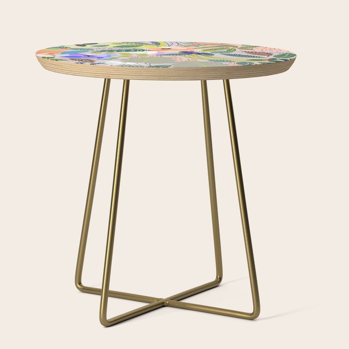 Wander, Floral Colorful Summer Modern Bohemian Illustration, Nature Blush Botanical Tropical Garden Side Table