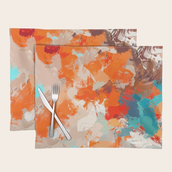 Pleasure, Abstract Painting Summer, Positivity Modern Bohemian Pop Of Color Bright Good Vibes Placemat