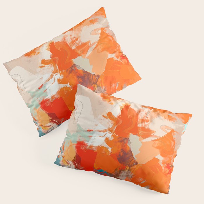Pleasure, Abstract Painting Summer, Positivity Modern Bohemian Pop Of Color Bright Good Vibes Pillow Sham
