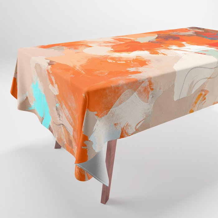 Pleasure, Abstract Painting Summer, Positivity Modern Bohemian Pop Of Color Bright Good Vibes Tablecloth