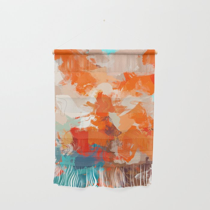 Pleasure, Abstract Painting Summer, Positivity Modern Bohemian Pop Of Color Bright Good Vibes Wall Hanging