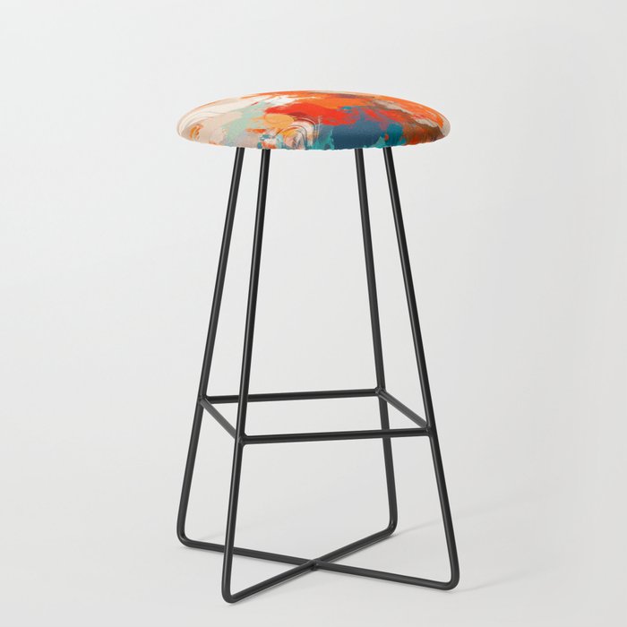 Pleasure, Abstract Painting Summer, Positivity Modern Bohemian Pop Of Color Bright Good Vibes Stool