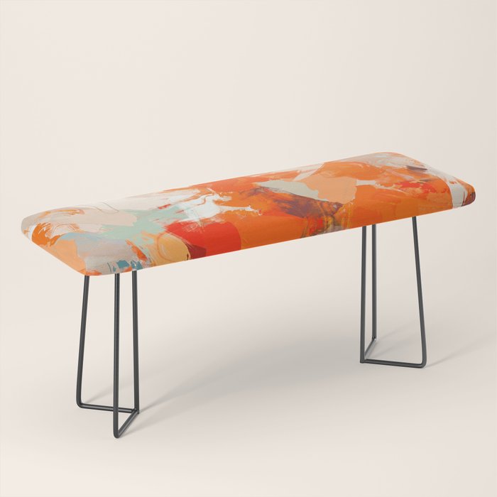 Pleasure, Abstract Painting Summer, Positivity Modern Bohemian Pop Of Color Bright Good Vibes Bench