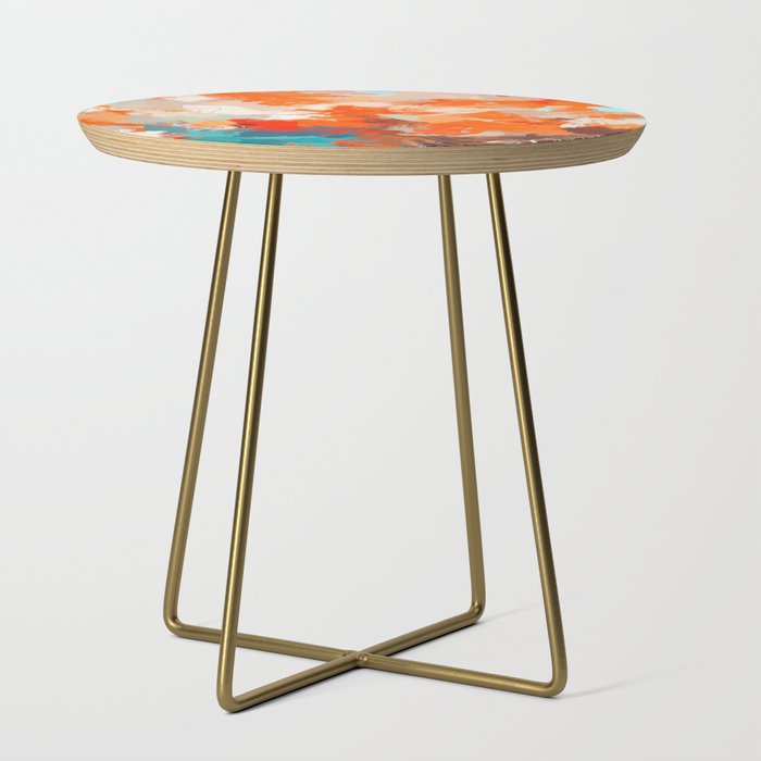 Pleasure, Abstract Painting Summer, Positivity Modern Bohemian Pop Of Color Bright Good Vibes Side Table