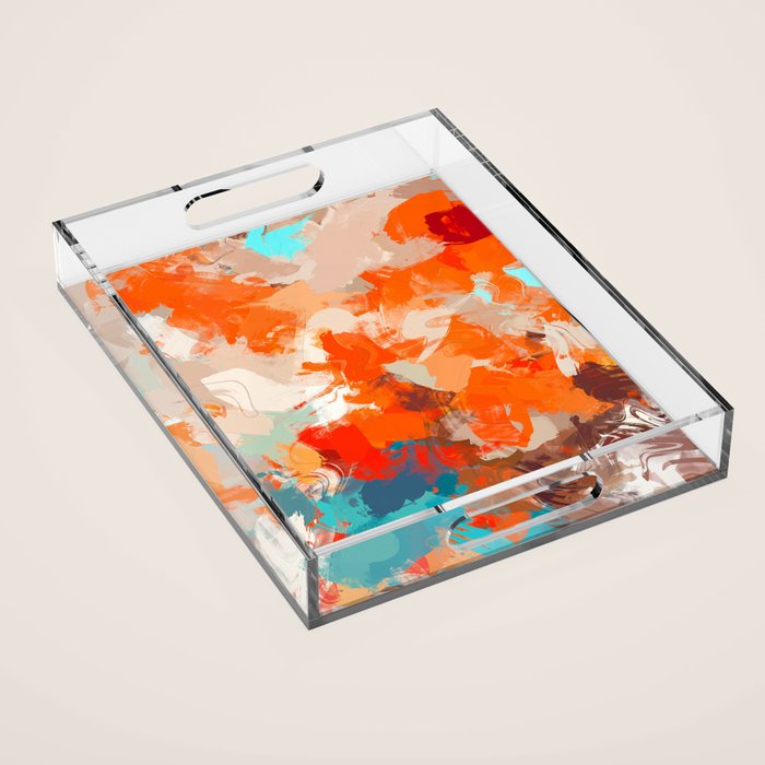 Pleasure, Abstract Painting Summer, Positivity Modern Bohemian Pop Of Color Bright Good Vibes Acrylic Tray