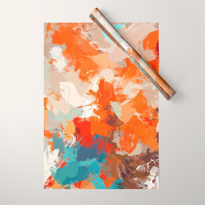 Pleasure, Abstract Painting Summer, Positivity Modern Bohemian Pop Of Color Bright Good Vibes Wrapping Paper