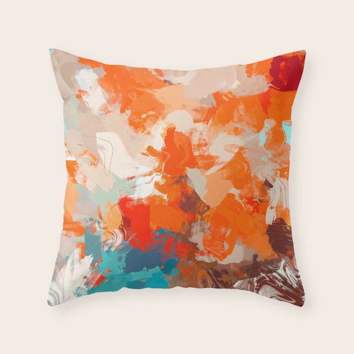 Pleasure, Abstract Painting Summer, Positivity Modern Bohemian Pop Of Color Bright Good Vibes Throw Pillow