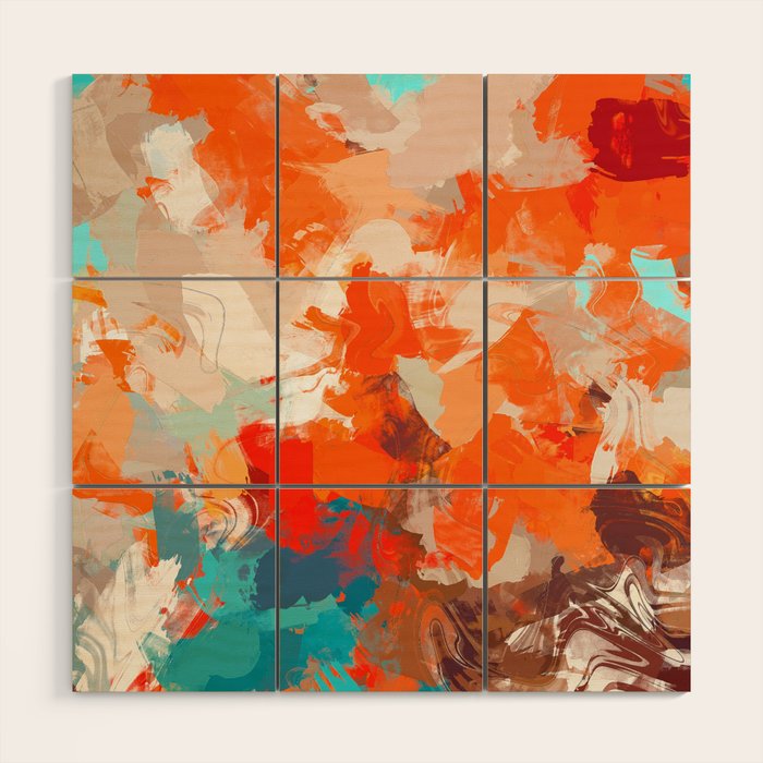 Pleasure, Abstract Painting Summer, Positivity Modern Bohemian Pop Of Color Bright Good Vibes Wood Wall Art