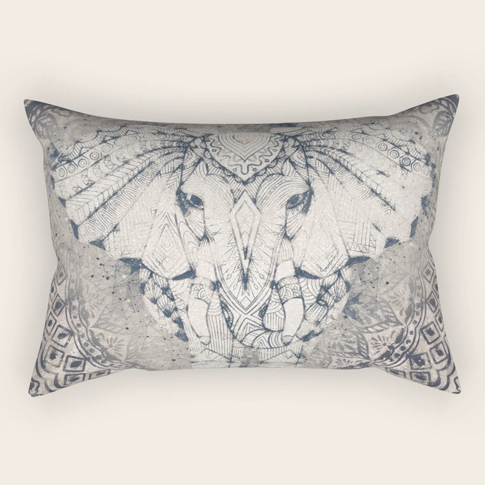 Indian Elephant Mandala Rectangular Pillow