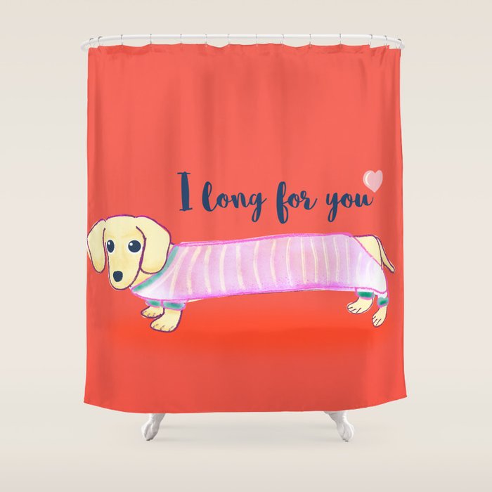 Valentine'S Day Dachshund Dog Shower Curtain