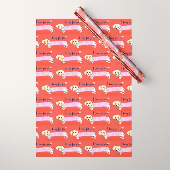 Valentine'S Day Dachshund Dog Wrapping Paper