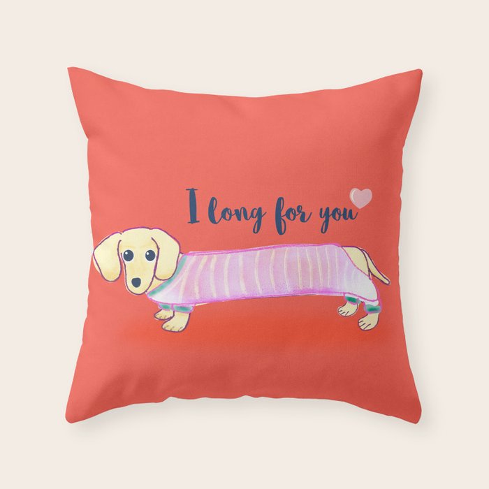 Valentine'S Day Dachshund Dog Throw Pillow