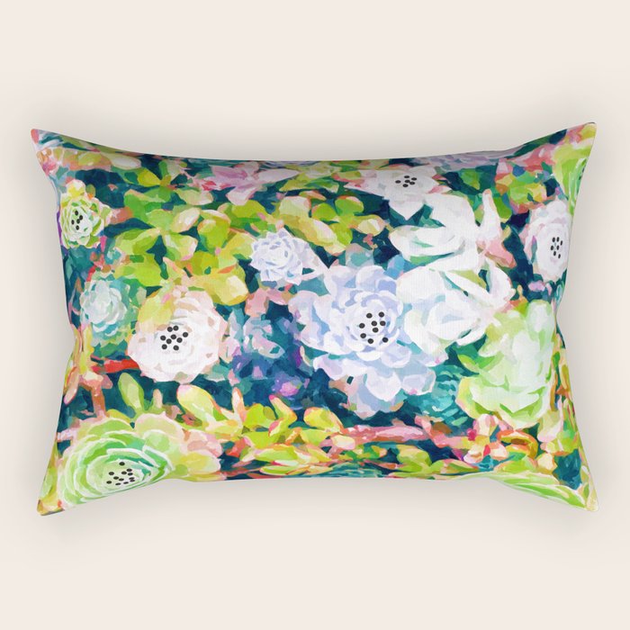 Watercolor Succulents Rectangular Pillow