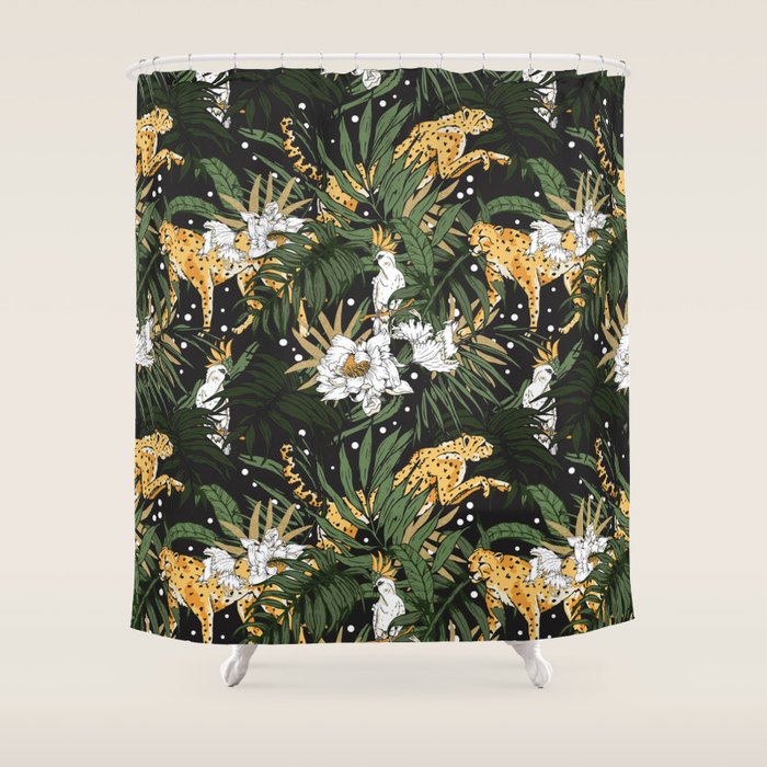 Cheetah In The Glamorous Nocturnal Jungle Shower Curtain