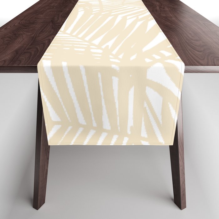 Modern Tropical Elegant Ivory Palm Tree Pattern Table Runner
