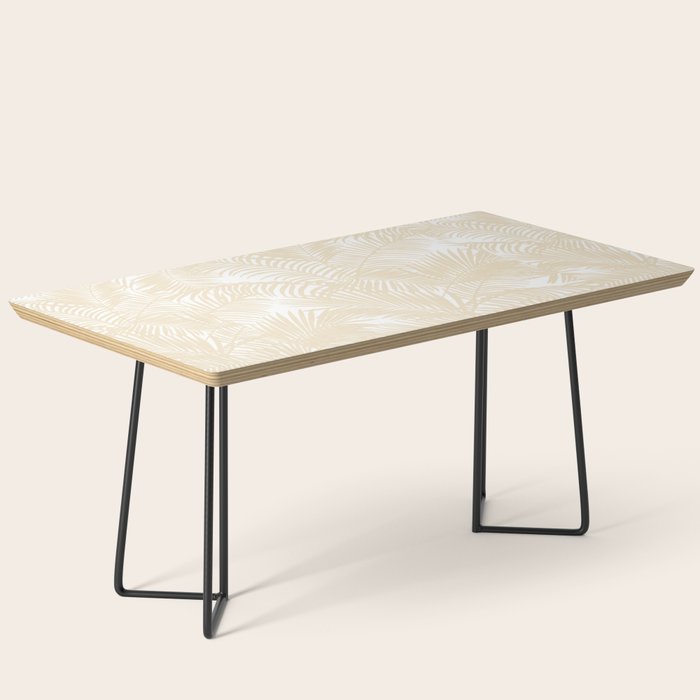 Modern Tropical Elegant Ivory Palm Tree Pattern Coffee Table
