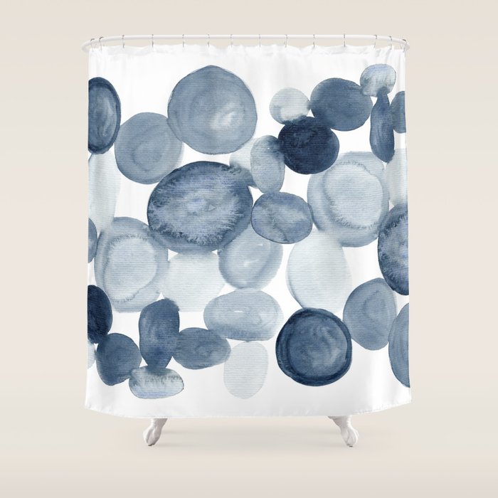 Pebbles Watercolor Abstract Shower Curtain