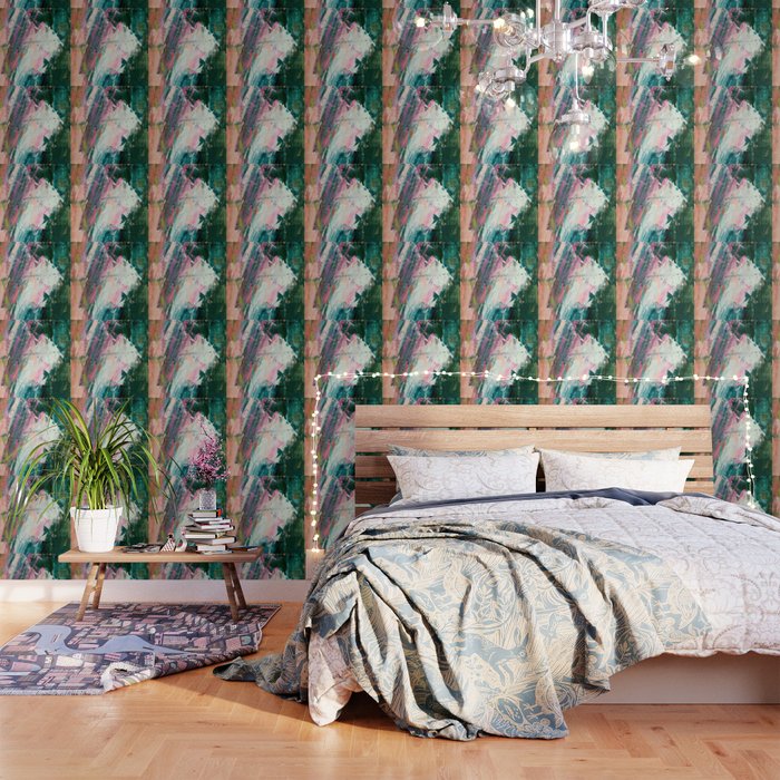 Meditate [2]: A Vibrant, Colorful Abstract Piece In Bright Green, Teal, Pink, Orange, And White Wallpaper