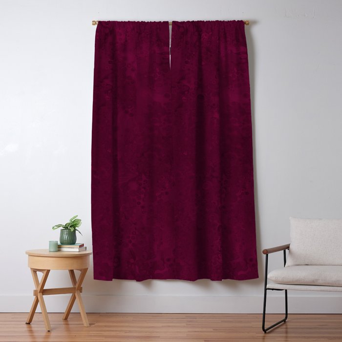 Hand Painted Modern Abstract Burgundy Marble Watercolor Window Curtain