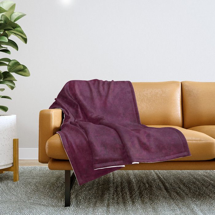 Hand Painted Modern Abstract Burgundy Marble Watercolor Throw Blanket