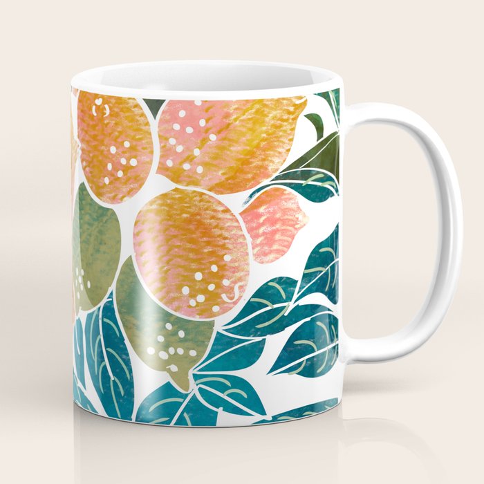 Lemons | Watercolor Modern Boho Botanical Painting | Pastel Summer Jungle Garden Juicy Fresh Coffee Mug